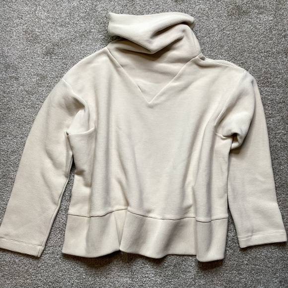 Varley Colina Funnel-Neck Sweatshirt Oversized Crop Boxy Turtleneck Small Ivory - Picture 8 of 8